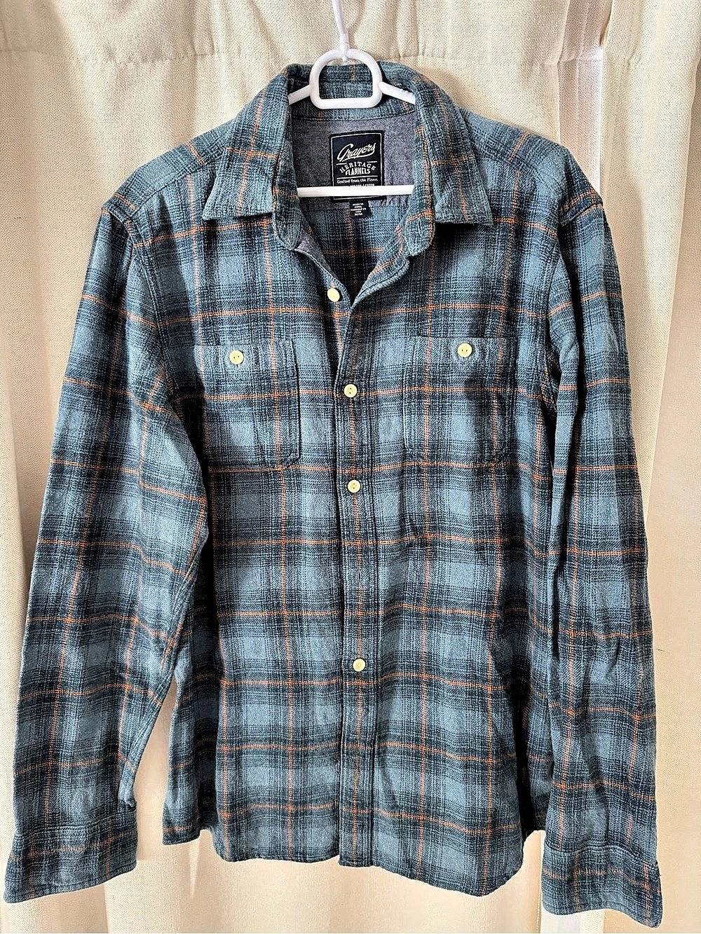 Grayers Plaid Button Down in Blue & Orange Like New